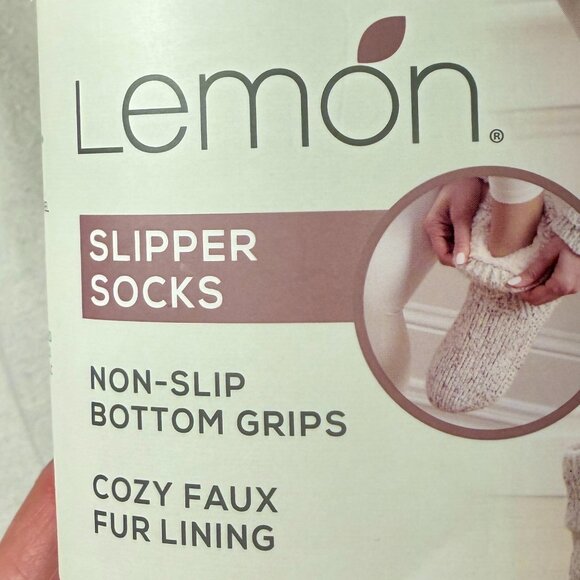 (Bundle 2) Lemon Women's Cozy Turn Cuff Slipper Socks M/L Ivory & Pink Non Slip - Picture 5 of 14